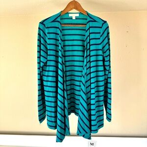 michael kors women's light cardigan size M blue with black striped